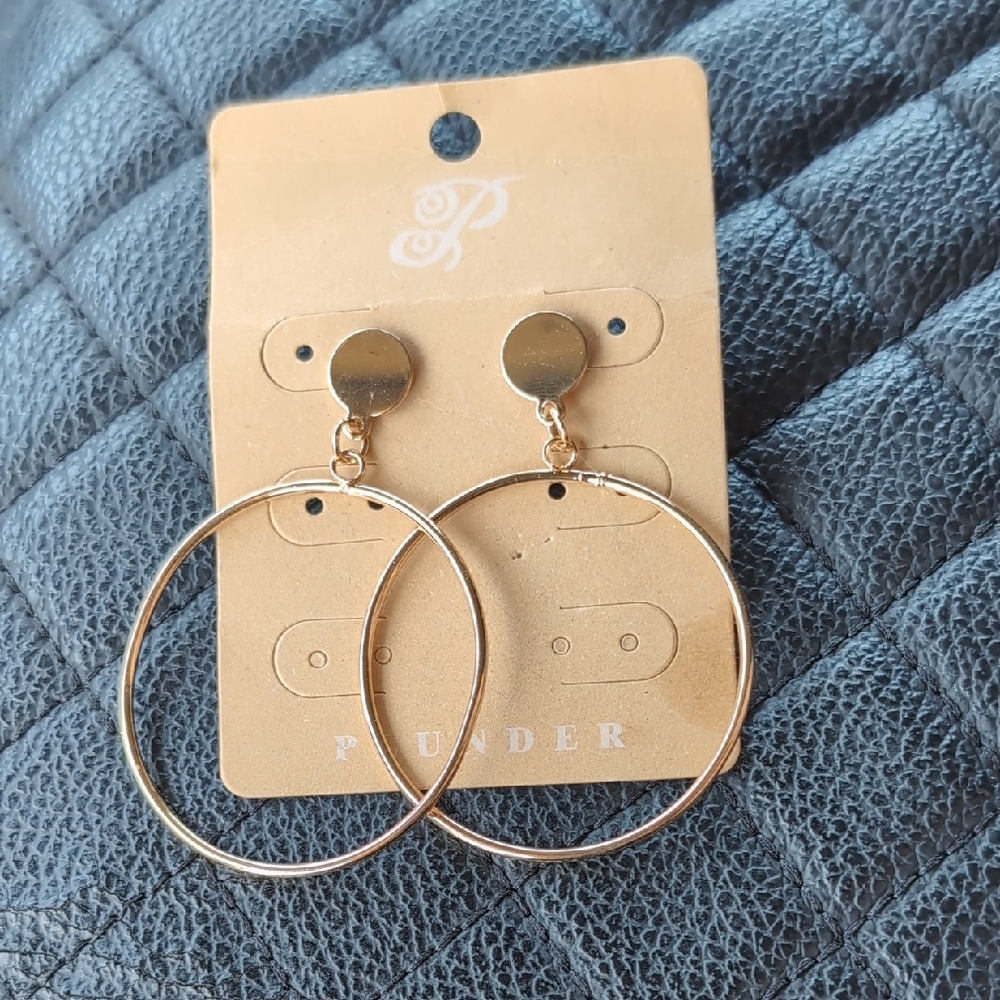 Plunder Shiny Gold Circle Earrings